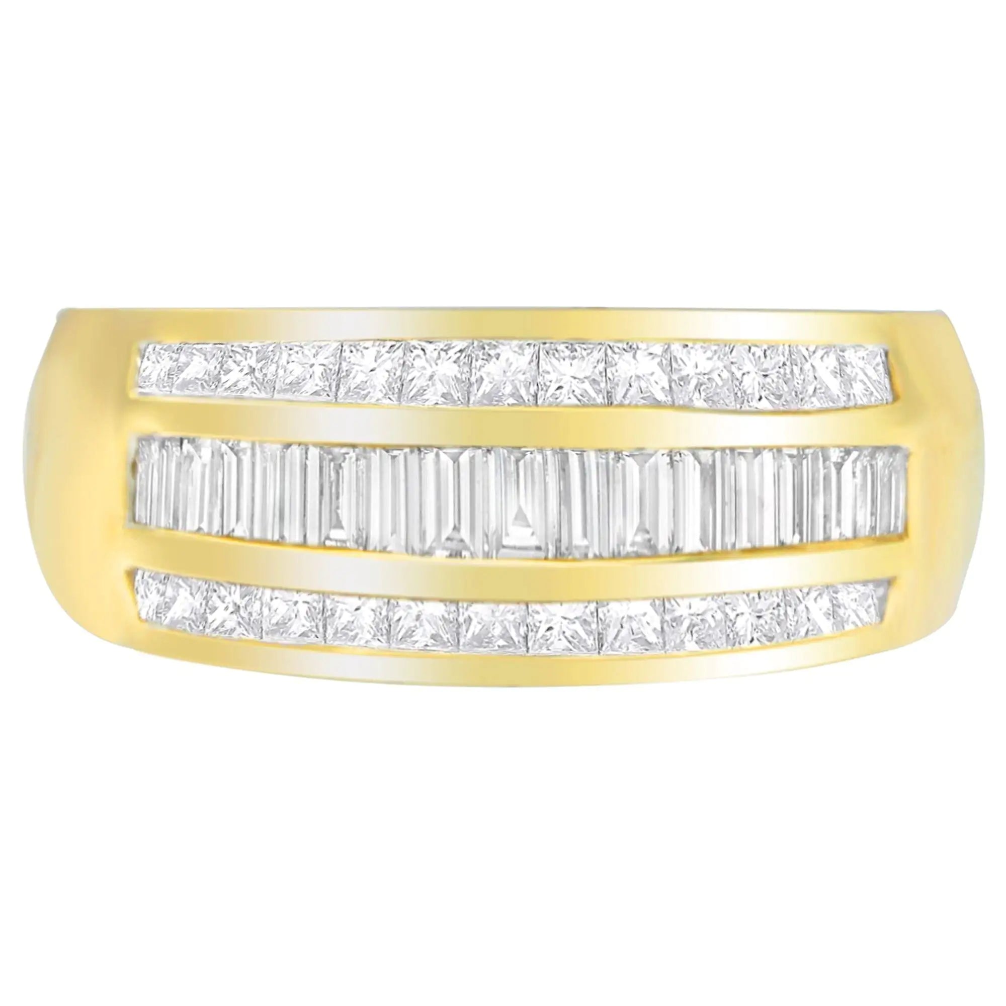 Exquisite 14K Yellow Gold 1ct. TDW Princess and Baguette-Cut Diamond Ring (H-I, SI1-SI2)
